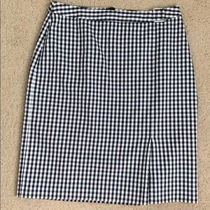 Brooks Brothers Navy Gingham Pencil Skirt